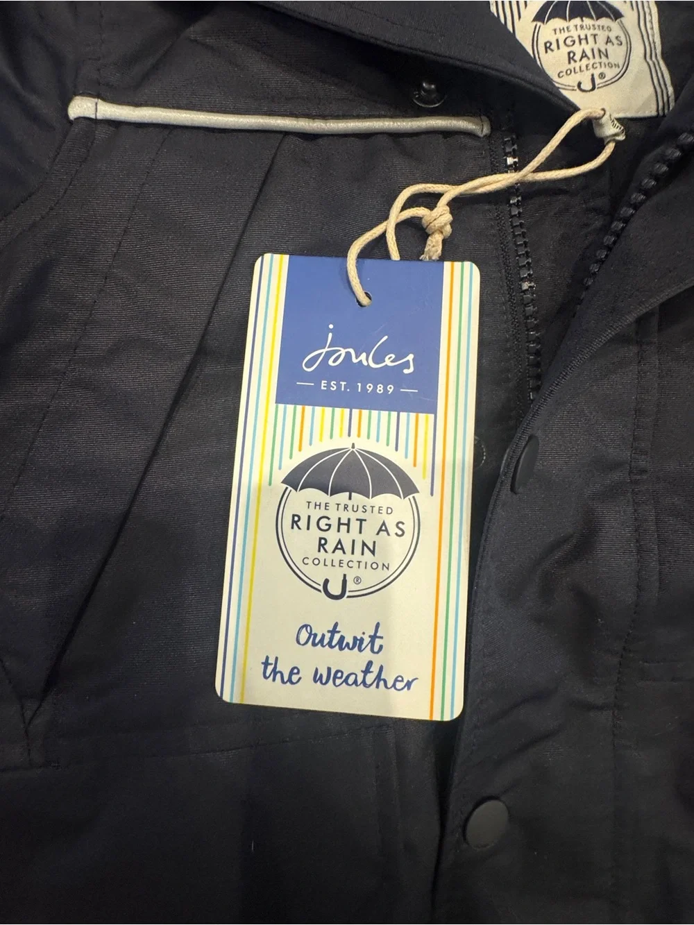 Joules Navy Hooded Kids' coat with White Piping